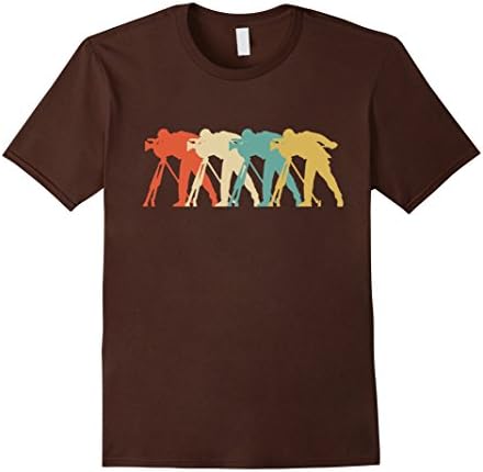 Mens Vintage Retro Art Cameraman Filmmaker Filming T Shirt Gift Small Brown