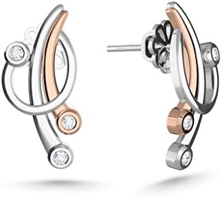 MEZZOTEK Women's 18K Stud Earrings (0.06 Carat, G-H Color, SI Clarity) White Rose - Gold