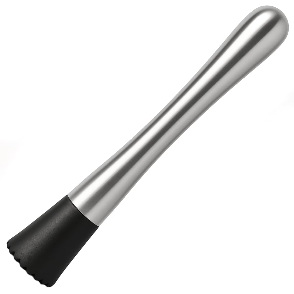BarBits Stainless Steel Cocktail Muddler | Bar Tool for Muddling, Fruit Crushing & Mojito Making - Ice Crusher for Home & Professional Bars