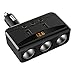 Cigarette Lighter Splitter, Virwir 3 in 1 120W 3-Socket Cigarette Lighter Power Adapter (Voltage Display) 12v / 24v Dual USB Car Charger DC Outlet Splitter, 3.1A Double USB Output Ports for iPhone x