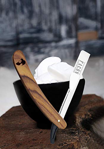 Free Blades + Facón Professional Wooden Straight Edge Barber Razor - Salon Quality Cut Throat Shavette - Thumbnail 7