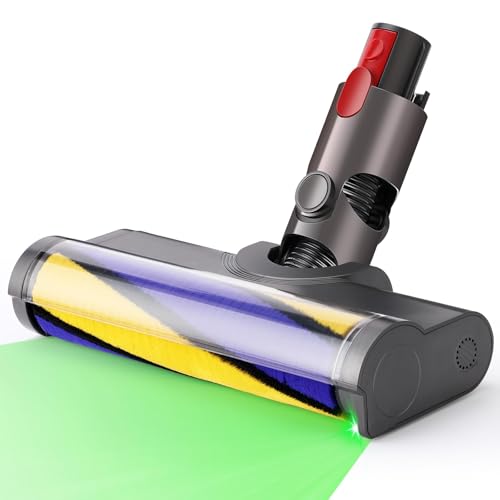LBOYLOVE® Quick-Release Hardwood Floor Brush Head with Dust Detection Light for Dyson V7 V8 V10 V11 V15 Vacuum Cleaner, Soft Roller Clean Head Attachment with Dust LED Light for Hard Floor