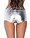 iHeartRaves Metallic Booty Shorts for Women - Shiny Dance Rave Bottoms (Silver, Large)