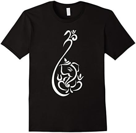 Mens Cute OM- Hindu Elephant God Ganesha Ganpati T-shirt XL Black