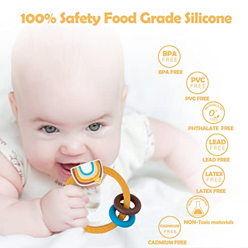Silicone Teether for Babies, Infants & Toddlers Two Silicone Rings and Relief & Soothing BPA