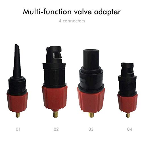 PeSandy Inflatable SUP Pump Adaptor Air Pump Converter, Multifunction Air Valve Converter with 4 Standard Conventional Air Valve Nozzles for Inflatable Boat, Stand Up Paddle Board, Inflatable Bed,Etc