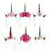 Eworld -6 Pcs Baby Golden Sliver Unicorn Horn Headband - Rose Flower Hairband Animal Photo Props with Glitter Ears for Unicorn Birthday Cosplay Party (Unicorn)