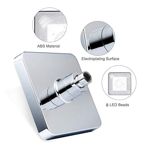 DELIPOP Shower Head 3 Colors Changing LED Showerhead Bathroom Rainfall