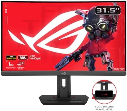 ROG Strix XG32WCMS - Monitor Gaming USB Tipo-C de 32 Pulgadas 2560x1440, Curvo, 280 Hz (sobre 144 Hz), 1 ms (GTG), Fast VA, Extreme Low Motion Blur Sync, Soporte para trípode, HDR