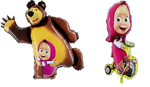 Toyland® Pack of 2 Masha and The Bear Shaped Foil Balloons - Children's Party Decorations