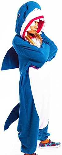 Golecha Unisex Adult Pajamas-Blue Sharky Shark Kigurumi Onesies Costumes