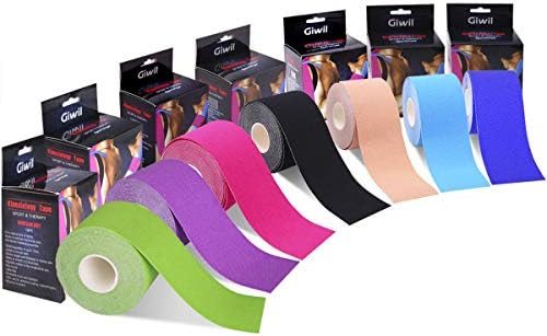 GIWIL Sports Tape Kinesiology Tape Elastic Therapeutic Tapes Muscle Support, Pain Relief and Injury Recovery for Sports Enthusiasts and Athletes (2 Packs of Pink)