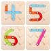Go On 123 Wooden Activity Letter and Number Sorter Montessori Toys Educational Preschool Shape Color Recognition Geometric Board Block Stack Sort Puzzle Toys for Kids Baby Toddler Boy Girl