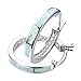 Bamos White Opal Hoop Earrings Inlaid with Cubic Zirconia for Girls and Women