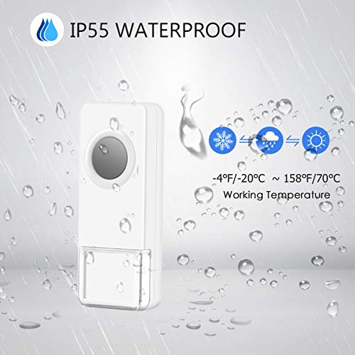 Wireless Doorbell Kit, Coolqiya Door Bell Chime with 2 Waterproof Transmitters and 4 Plug-in Receivers for Home 52 Ringtones