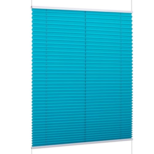 K-Home Florida Klemmfix Pleated Blind, Petrol, 55 x 210 cm (W x L), Unique Design with Charming Light Effect