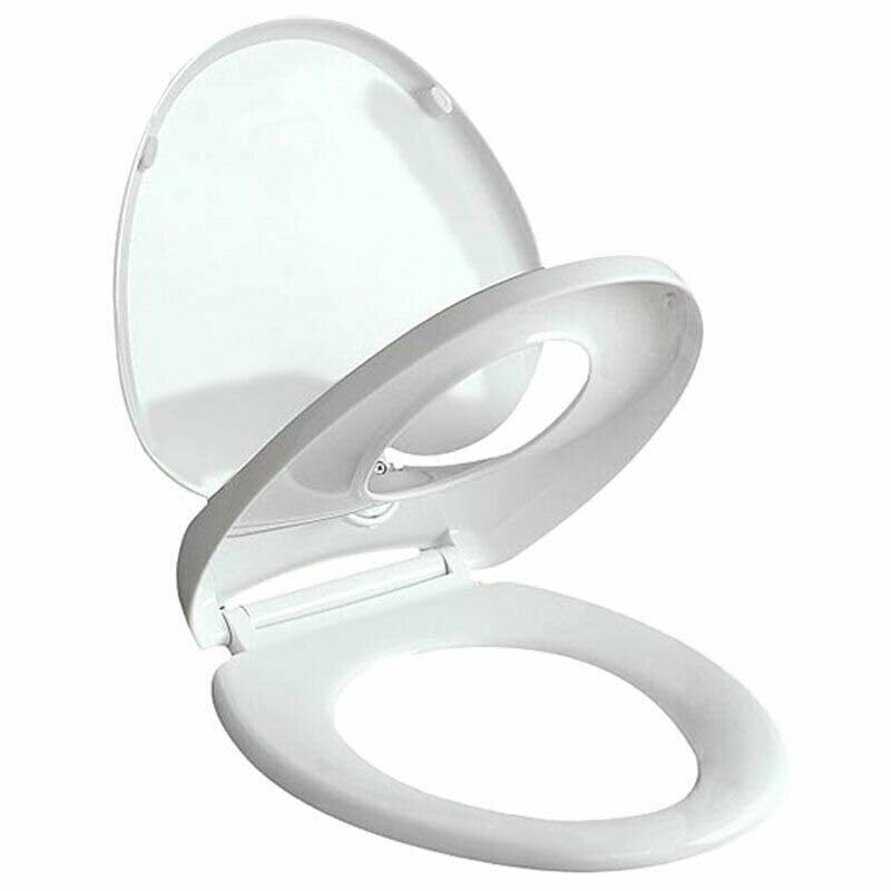 Soft Close Family Toilet Seat Potty Training Built in Baby Seat for Toddlers & Adults with Quick-Release for Easy Cleaning Easy Installation with Dual Fixing (Top & Bottom) Plastic