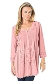 Women's Plus Size Eyelet Pleated Shirt