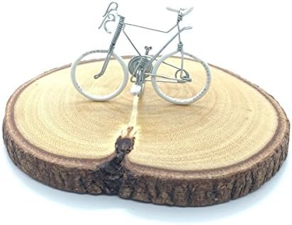 Small, Miniature Wire Bicycle Sculpture, Handmade Wire Bicycle for decoration with real wooden stand (White)