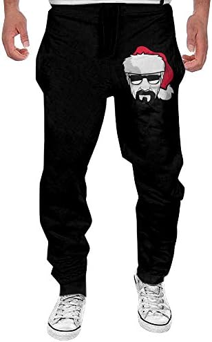 Men's White Christmas Elastic Fleece Pants Black 3X
