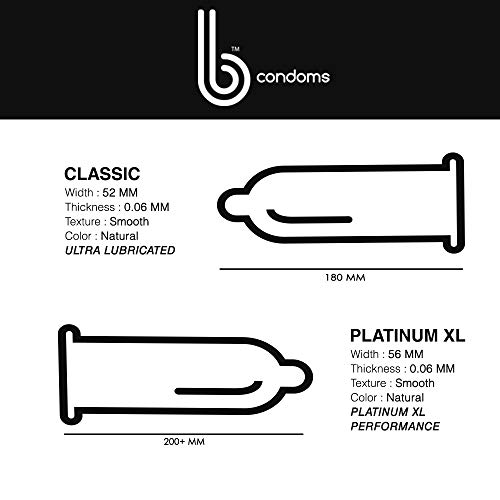 B CONDOMS Platinum XL Best Big Extra Large XXL Condoms for Large