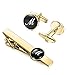 ORAZIO Engraved Tie Clip and Initial Cufflinks for Men Women Alphabet Letter M Cufflinks Tie Bar Set for Business Wedding Gold Tone