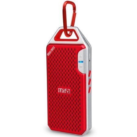 MIFA F4 Ultra-light Wireless Bluetooth Speaker Red,With Mic,Micro SD,Hook ,And Aluminum Alloy Housing shock resistance, 3W,4 Hours Playtime