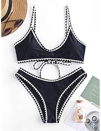 Conjunto de bikini de dos piezas con correas de espagueti para dama