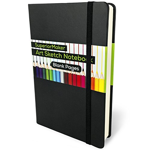 Hardcover Sketchbook for Dry Media and Drawing Pencils, 5.25" x 8.25", Heavyweight 180gsm White Paper, Side Opening, 192 Pages, Art Supplies, Crafts Materials, Bonus Label Stickers - SuperiorMaker