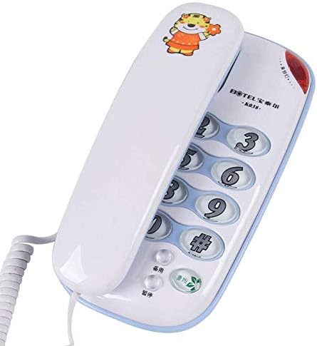 Ousai Fashion Creativity Fixed Telephone Wall-mounted Household Mini Cartoon Landline Super Bright Night Light (Color : White)