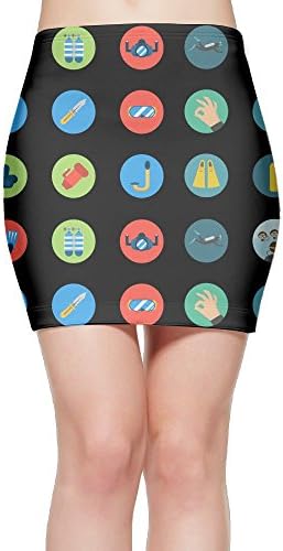 Diving Icons And Scuba Diving Grils Ease In To Comfort Stretchable Above The Knee Pencil Skirt