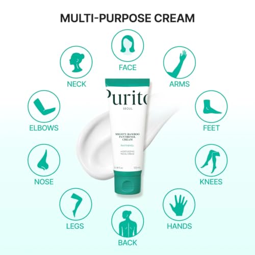 PURITO Panthenol 10% Barrier Cream | Face Moisturizer for Skin Barrier Repair | All skin types, sensitive and blemish-prone skin | Non-Comedogenic, Vegan | Korean Skincare, 100mL, 3.38 fl.oz