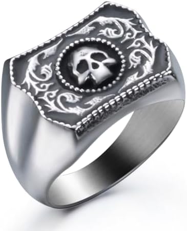 SAINTHERO Men's Vintage Stainless Steel Band Rings Gothic Devil