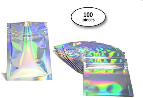 100- 3x4" Premium Smell Proof Flat Ziplock Double-Sided Reusable Mylar Foil Storage Bags