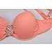JingQi Womens Push Up Diamond Decorated Beach Bandeau Bikini (Small, Orange)