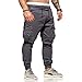 Leadmall Men’s Cargo Harem Pants – Men Regular Fit Pure Color Drawstring Elastic Waist Tapered Trousers with Multi Pocketthumb 2