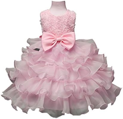 Yeacolor Kids Baby Girl Princess Formal Dress Pageant (Pink, 0-6 Months)