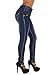 Style LA6A174S – Colombian Design, Mid Waist, Butt Lift, Skinny Jeans in Washed Dark Blue Size 7