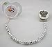 Crystal Dream Luxury Keepsake Swarovski Silver Simulated Pearls and Clear Crystals Hand Crafted Silver Crown Girl Princess Pacifier Clip 8 Inch (CCS)