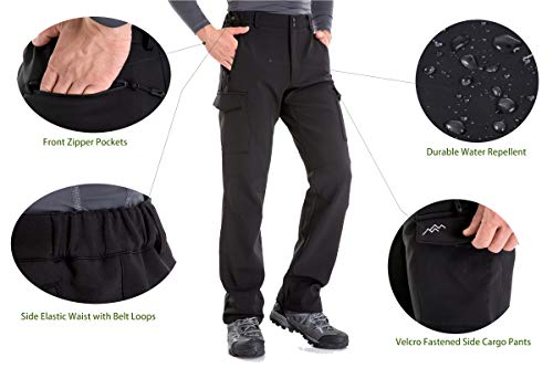 Trailside Supply Co. Men's Insulated Hiking Pants Water Resistant Pants Windproof Softshell Dark Grey Small