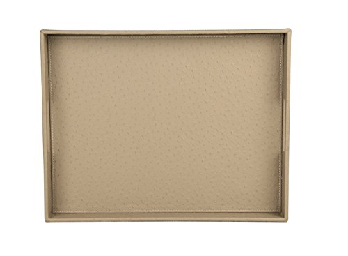 Ms.Box Ostrich PU Leather Rectangular Serving Tray Elegant Tray, Khaki, 17.7 x 13.8 x 2 inches