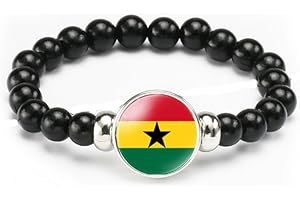vmcoatdu National Flag Bracelet Elastic Rope Beaded Bracelet Support Your Country Travel Souvenir Gifts for Men Women