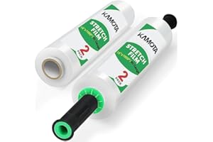 Stretch Film, KAMOTA Stretch Wrap with Handles Industrial Strength, Moving Wrapping Plastic Roll, Shrink Wrap for Pallet Wrap, 15" x 1000 Feet, 2 Pack, 60 Gauge