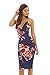 AX Paris Women's Deep V Front Floral Midi Navy Dress(Navy Rose Flower, Size:10)