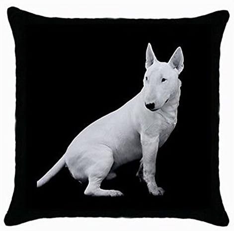 Hot Bull Terrier Dog Decorative Throw Pillow Case Black White Bull Terrier Cushion Cover Dogs Pup Puppy Chair Car Seat Decor 18"