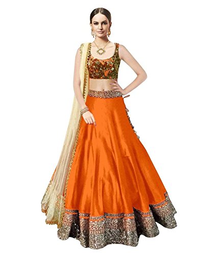 7 horse selection women's banglori silk lehenga choli, free size (multi-coloured)