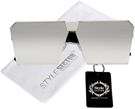 Oversized Square Sunglasses with Flat Top Metal Frame (SILVER)