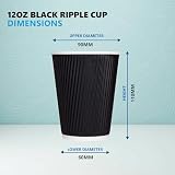 Nationwide Paper 12oz Black Ripple Hot Cups with Lids - 50 Pcs view 2