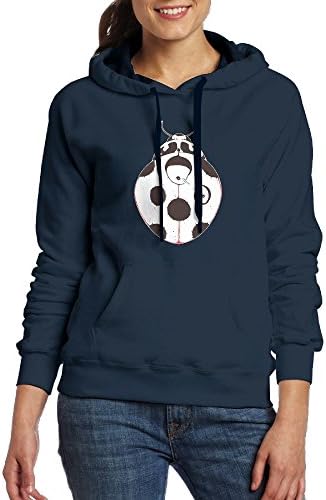 Akrier Women's Casual Long Sleeve Front Pocket Cute Black White Ladybug Humor Doodle Hooded Sweatshirt