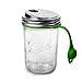 Ecojarz: Wide-Mouth Pop-top Sealable Drinking Jar Lid! Stainless Steel and Silicone. Non-plastic (Lime Green)